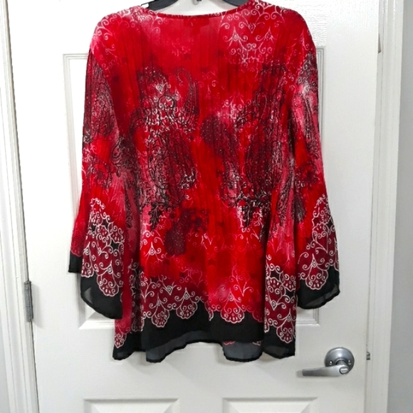 Dress Barn women's size 1x red and black Bohemian tunic - Picture 2 of 6